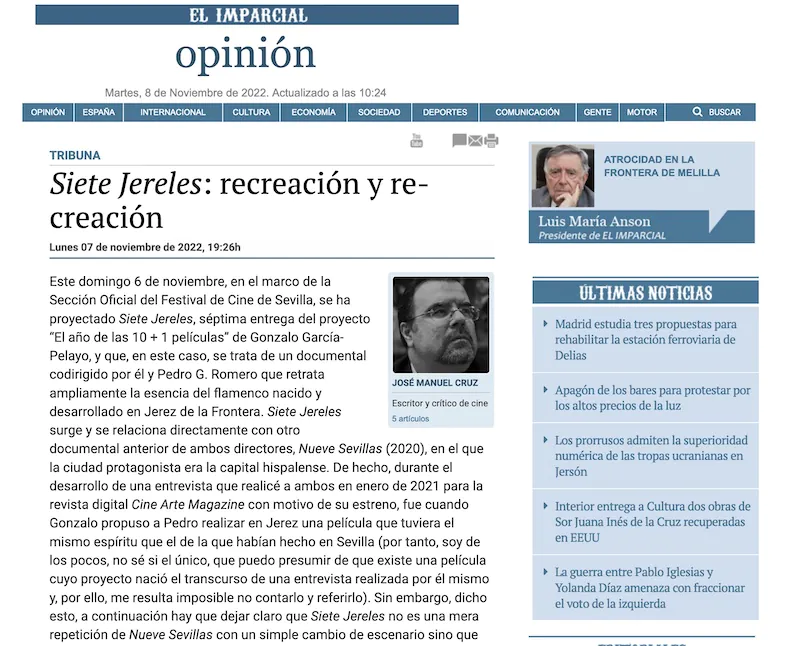 Crítica de José Manuel Cruz a Siete Jereles en El Imparcial