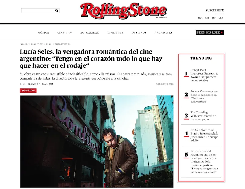 Entrevista a Lucía Seles para Rolling Stone